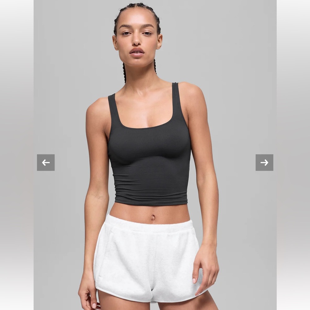 ALO Yoga Charcoal Ribbed Square-Neck Crop Tank